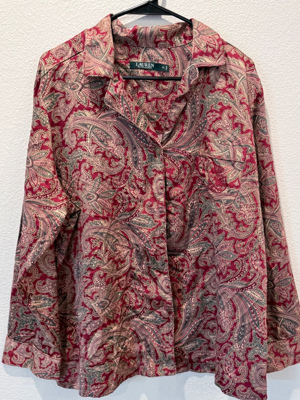 Lauren Ralph Lauren Paisley Pajama Set XL Old Money Dark Academia Luxe Lounge - Picture 2 of 14